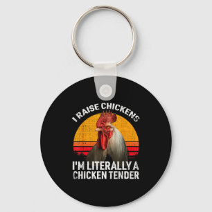Retro Funny Chicken Lover Gift – I Raise Chickens  Key Ring