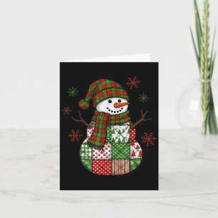 Retro Funny Christmas Patchwork Snowman Xmas Holid Card