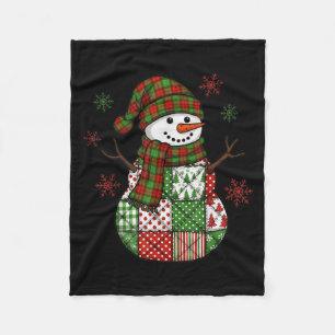 Retro Funny Christmas Patchwork Snowman Xmas Holid Fleece Blanket
