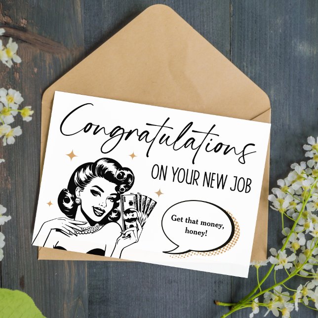 Retro & Funny Congratulations on Your New Job Card (Creator Uploaded)