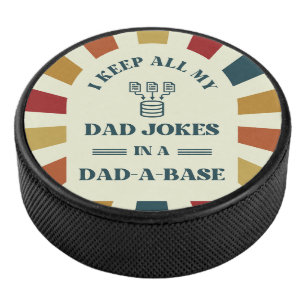 Retro Funny Dad Jokes Fathers day gift for dad Hockey Puck