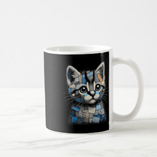 Retro Funny Denim Patch Animal Cat Print Coffee Mug