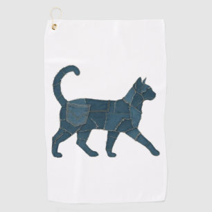 Retro Funny Denim Patch Animal Cat T-Shirt Golf Towel