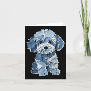 Retro Funny Denim Patch Animal Dog Print  Card