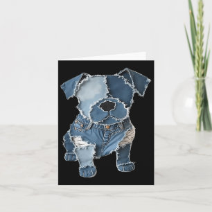 Retro Funny Denim Patch Animal Dog Print  Card
