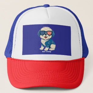 Retro Funny Denim Patch Cute Pet Dog Design Trucker Hat