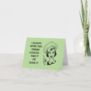 Retro Funny Dinner Choices Card