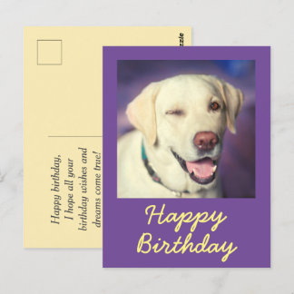 Retro Funny Dog and Happy Birthday Postcard