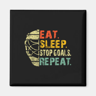 Retro Funny Eat Sleep Stop Goals Repeat Ice Hockey Magnet