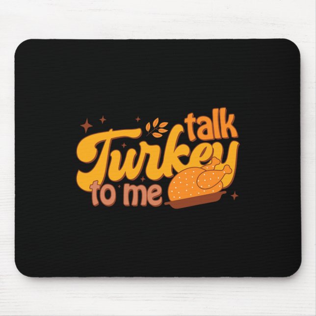Retro Funny Fall Autumn Thanksgiving Cute Talk Tur Mouse Pad (Front)