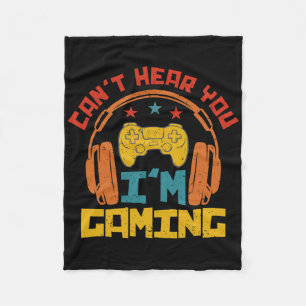 Retro Funny Gamer Headset Sorry Can't Hear You I'm Fleece Blanket