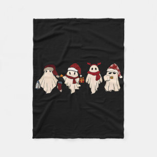 Retro Funny Ghost Santa Sat Cute Christmas Ghosts  Fleece Blanket