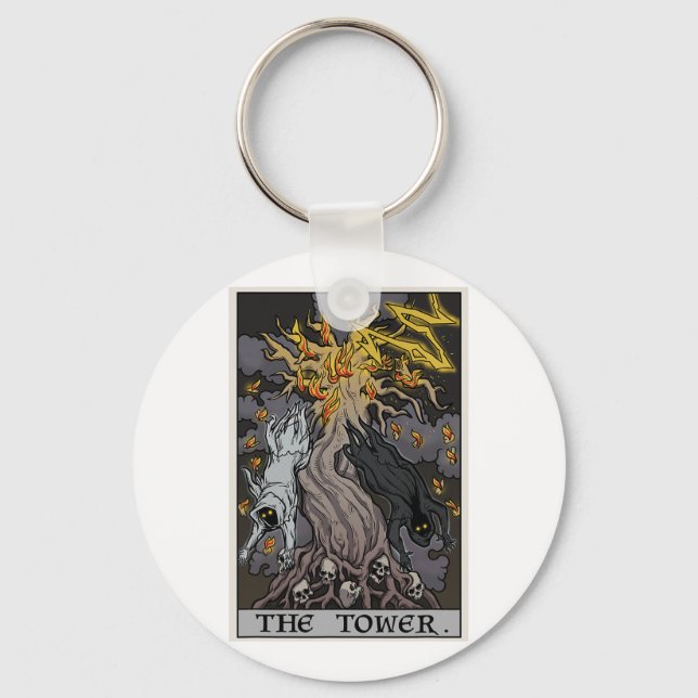 Retro Funny Halloween Bookshelf Boo Ghost Reading  Key Ring (Front)