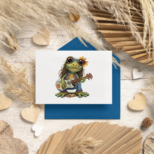 Retro Funny Hippie Frog Wear Glass Play Piano On  Postcard