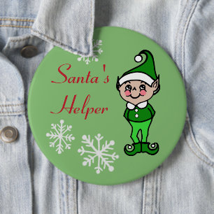 Retro Funny Holiday Christmas Elf Button Pin