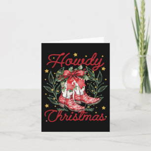 Retro Funny Howdy Christmas Western Boots Family X Card