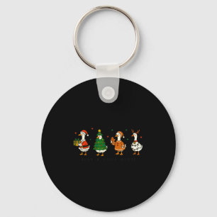 Retro Funny Just A Jolly Goose Santa Christmas Tre Key Ring