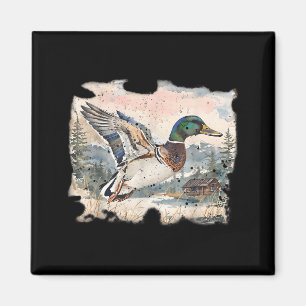 Retro Funny Mallard Duck Waterfowl Hunting Cozy Se Magnet
