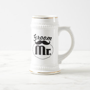 Retro Funny Mr. Moustache Groom Beer Stein