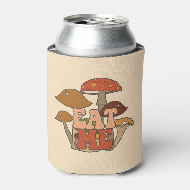 Retro Funny Mushroom | Eat Me Can Cooler (Can Front)