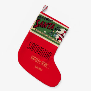 Retro Funny "Naughty or Nice" Santa Monogram Small Christmas Stocking