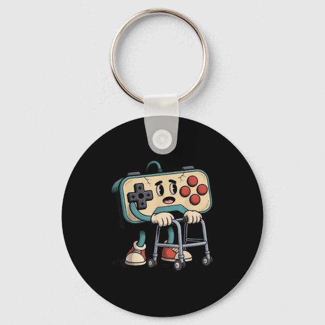 Retro Funny Old Gamer 80s 90s Clic Video Game Humo Key Ring (Front)