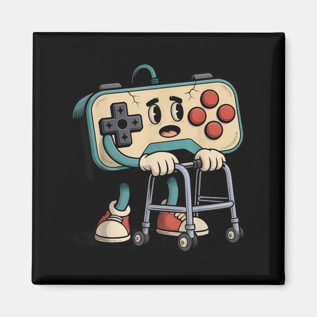 Retro Funny Old Gamer 80s 90s Clic Video Game Humo Magnet (Front)