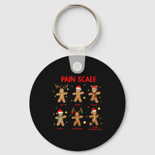 Retro Funny Pain Scale Gingerbread Nurse Christmas Key Ring