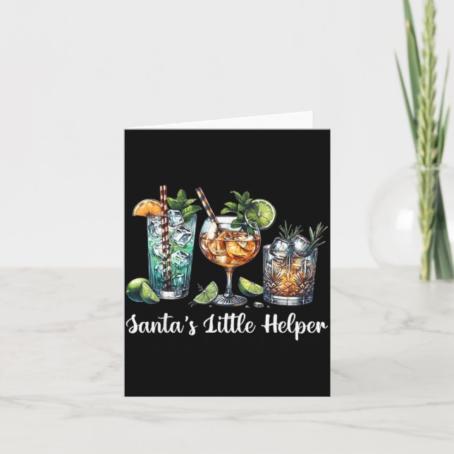 Retro Funny Santa's Little Helper Martini Merry Ch Card (Front)