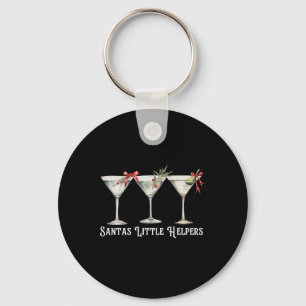 Retro Funny Santa's Little Helper Martini Merry Ch Key Ring