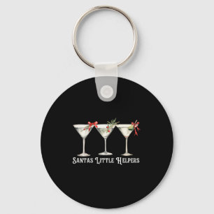 Retro Funny Santa's Little Helper Martini Merry Ch Key Ring