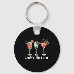 Retro Funny Santa's Little Helper Martini Merry Ch Key Ring