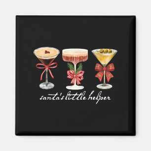 Retro Funny Santa's Little Helper Martini Merry Ch Magnet