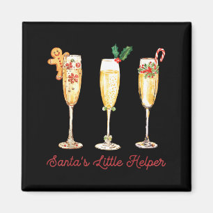Retro Funny Santa's Little Helper Martini Merry Ch Magnet