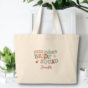 Retro Funny Simple Bridesmaid Bachelorette Gift Large Tote Bag