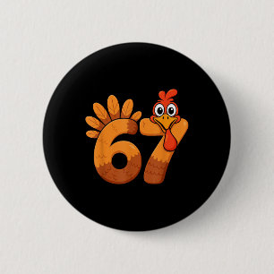 Retro Funny Six Seven 6 7 Meme Thanksgiving Turkey Cm Round Badge