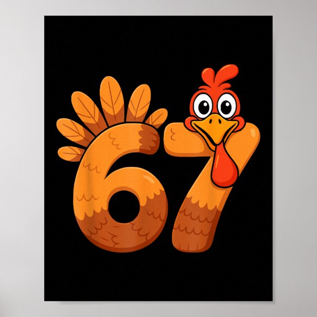 Retro Funny Six Seven 6 7 Meme Thanksgiving Turkey Poster (Front)