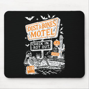 Retro Funny Skeleton Dust And Bones Motel Spooky H Mouse Pad