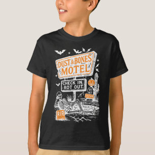 Retro Funny Skeleton Dust And Bones Motel Spooky H T-Shirt