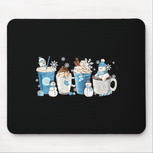 Retro Funny Snowman Winter Coffee C Latte Cozy Sea Mouse Pad