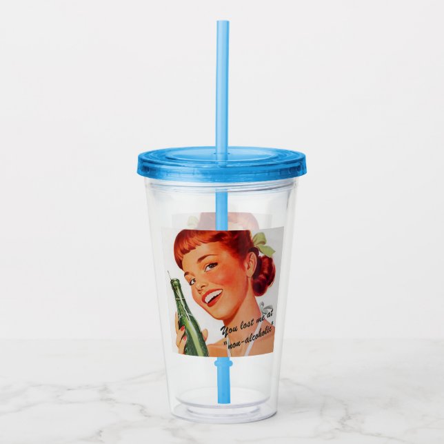 Retro Funny Soda Ad Joke Acrylic Tumbler (Front)