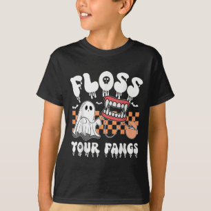 Retro Funny Teeth Floss Your Fangs Dentist Soky Ha T-Shirt