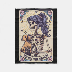 Retro Funny The Dachshund Mum Tarot Card Skeleton Fleece Blanket