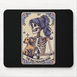Retro Funny The Dachshund Mum Tarot Card Skeleton Mouse Pad