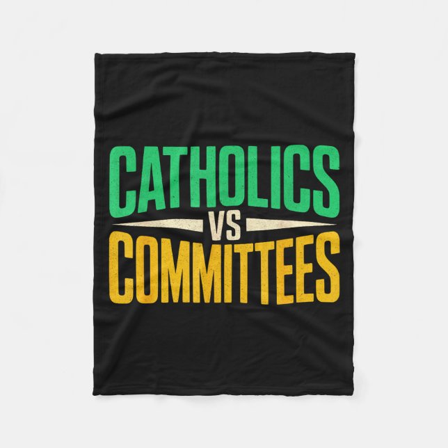 Retro Funny Trendy Sarcastic Saying Catholics Vs C Fleece Blanket (Front)