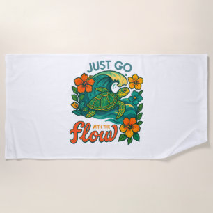 Retro Funny Turtle Shell Yeah Its Summer Beach Towel
