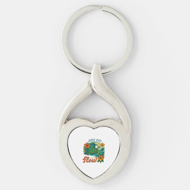 Retro Funny Turtle Shell Yeah Its Summer Key Ring (Front)