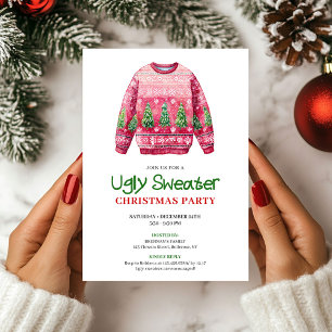 Retro Funny Ugly Sweater Holiday Party Card