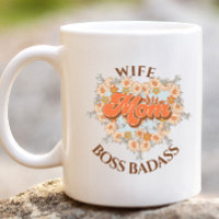 Retro Funny Wife Heart Mum Boss Badass  Gift
