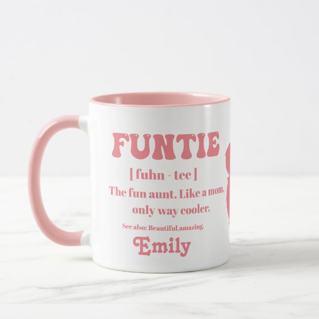 Retro Funtie Definition Personalised Auntie Mug (Left)